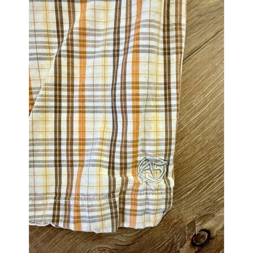 The North Face Men’s Beige Multi Color‎ Plaid Short Sleeve Button Down Size XL